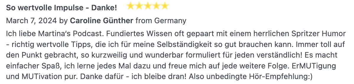 Pod-Bewertung Caroline Günther
