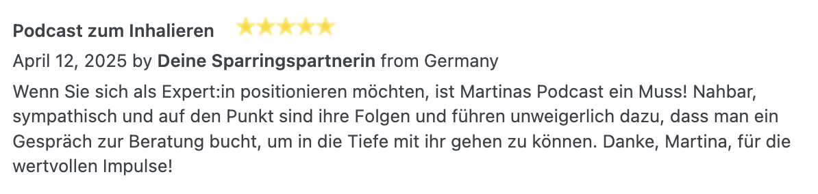 Podbewertung - Deine Sparringspartnerin 2025